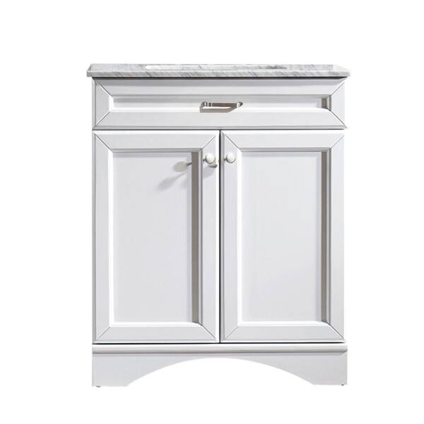 ROSWELL Naples 30 in. W x 22 in. D x 35 in. H Vanity in White with Marble Vanity Top in White with Basin