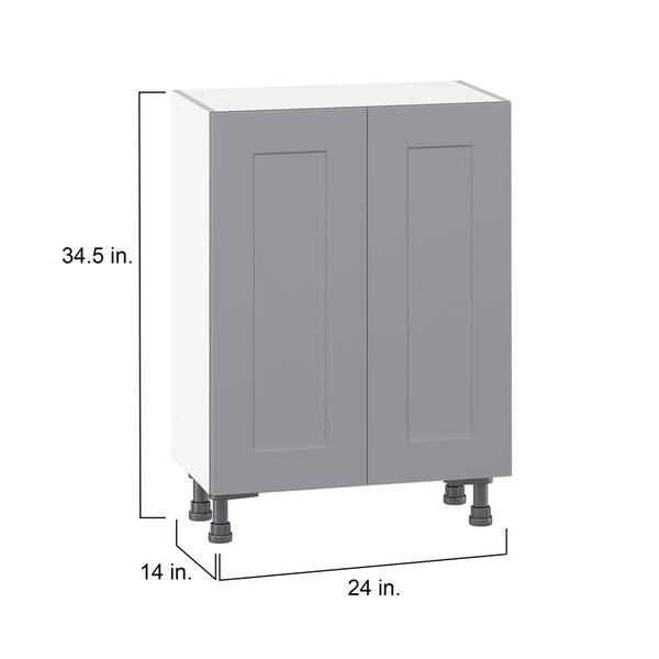 J COLLECTION Bristol Painted Slate Gray Shaker Assembled Base Kitchen Cabinet with 3 Inner Drawers (24 in. W x 34.5 in. H x 14 in. D)