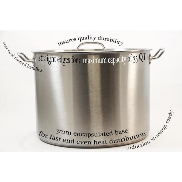 Gourmet Edge Stock Pot - Stainless Steel Cooking Pot with Lid