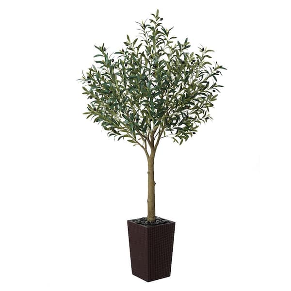 DR.Planzen 6ft.Artificial Olive Tree Indoor/Outdoor,UV-Resistant Multi-Branched Trunk,Faux Plants for Home Office Living Room Decor