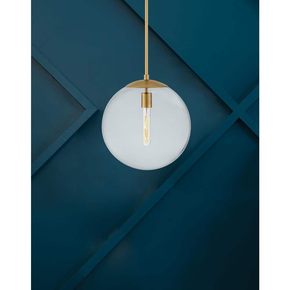 Heritage Brass Clear Globe Pendant with LED - 14" x 13.5"