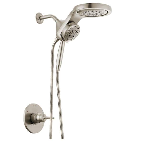 Trinsic HydroRain 5-Spray Wall Mount Dual Shower Head and Handheld Shower Head 2.5 GPM in Stainless