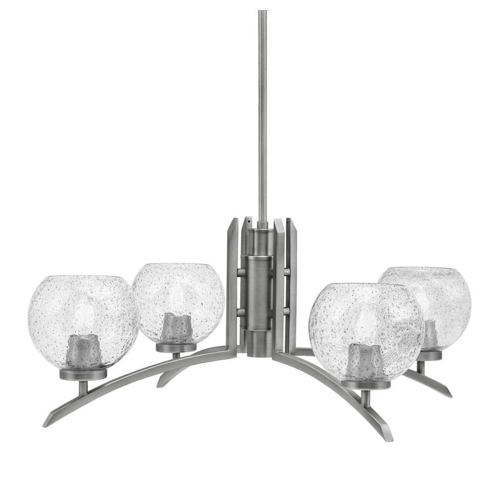 Siena 27.5 in. 4-Light Graphite Chandelier with 5.75 in. Smoke Bubble Glass
