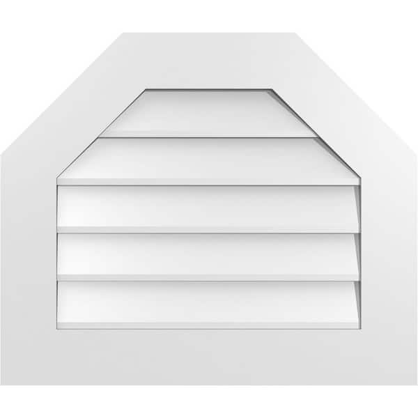 Ekena Millwork 26 in. x 22 in. Octagonal Top Surface Mount PVC Gable Vent: Decorative with Standard Frame