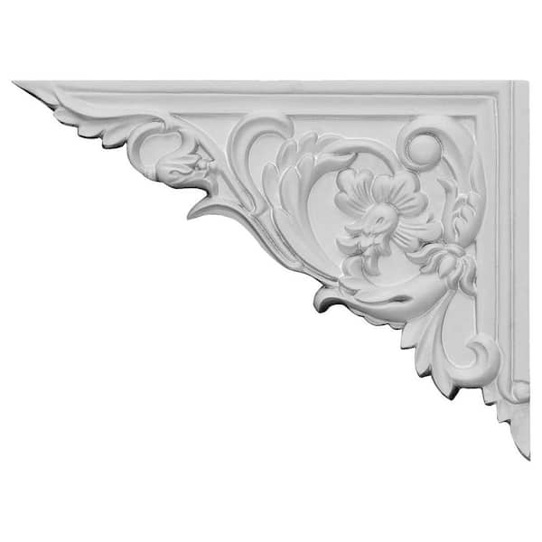 5/8 in. x 8-5/8 in. x 6-1/4 in. Polyurethane Left Flower Stair Bracket Moulding