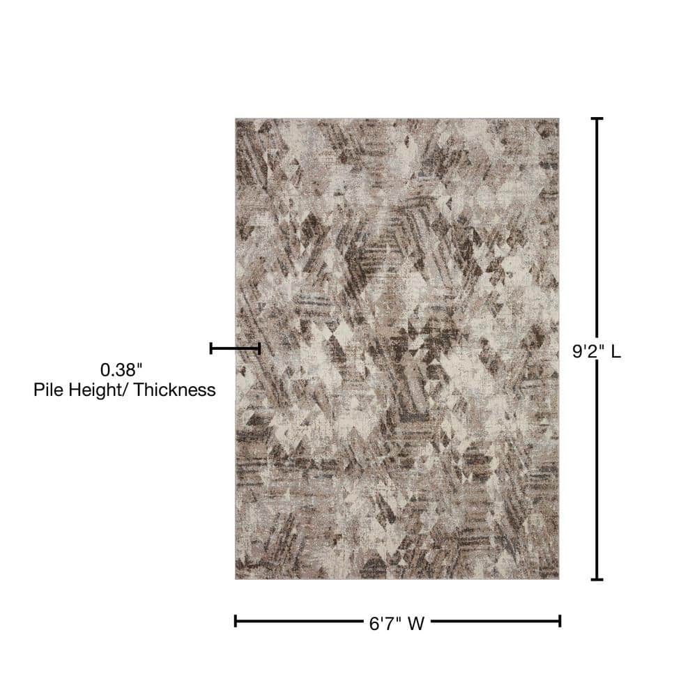 Mocha Mirage Abstract Natural Wool Blend 6'7" x 9'2" Area Rug