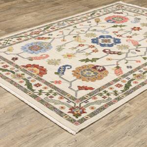 Lavista Ivory/Multi-Colored 2 ft. x 12 ft. Persian Oriental Wool/Nylon Blend Indoor Runner Area Rug