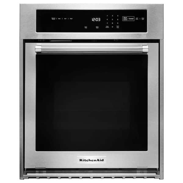 KitchenAid 24 in. Single Electric Wall Oven Self-Cleaning with Convection in Stainless Steel