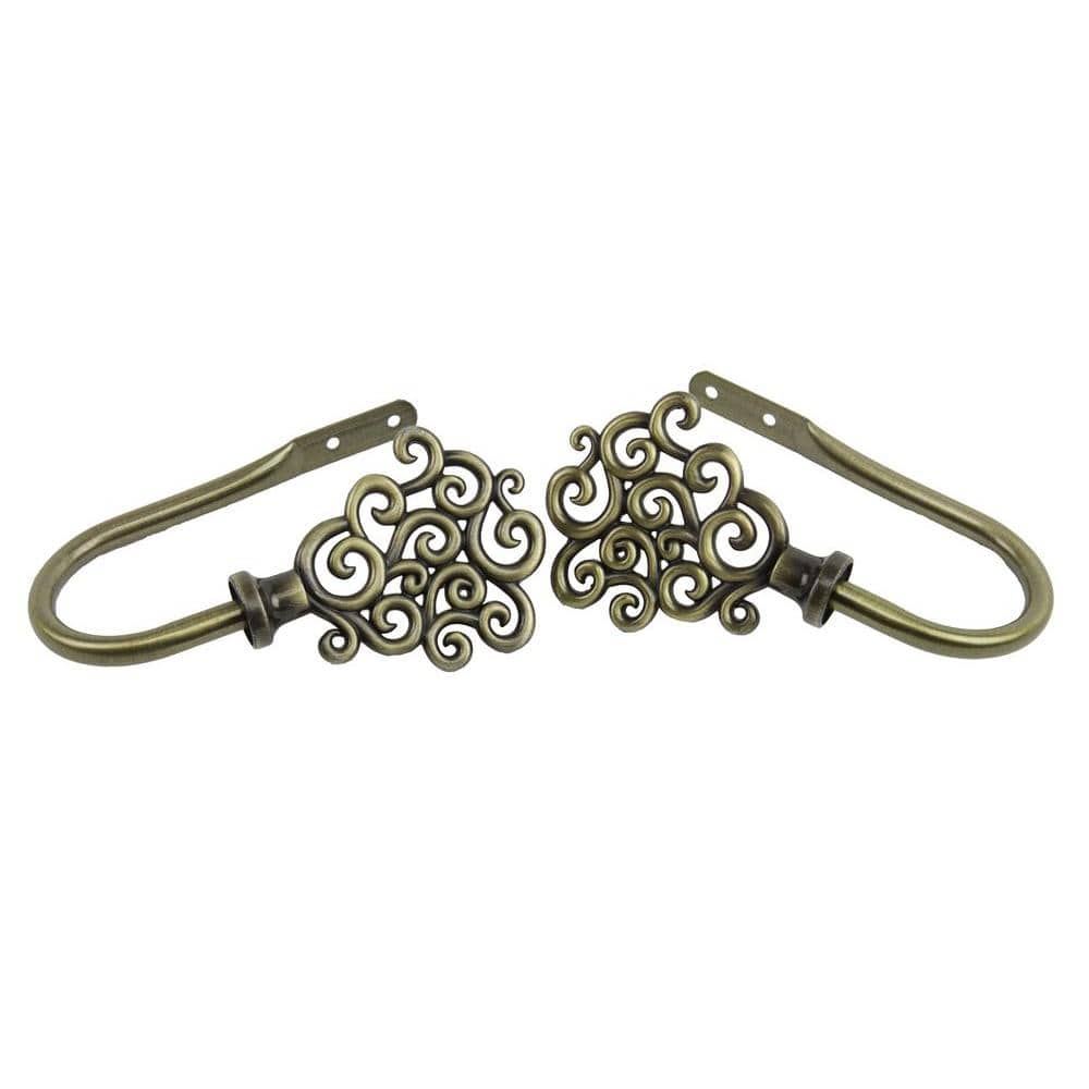 Tidal Decorative Antique Brass Steel Hook Curtain Holdback (Set of 2) price history on PriceWatchPro