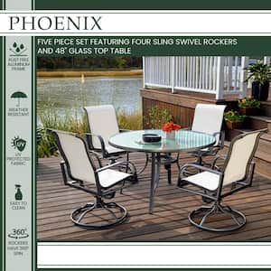 Phoenix 5-Piece Aluminum Outdoor Dining Set in White