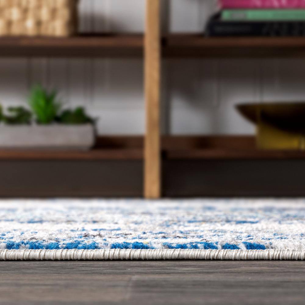 Reversible Blue Synthetic 4' x 6' Rectangular Area Rug