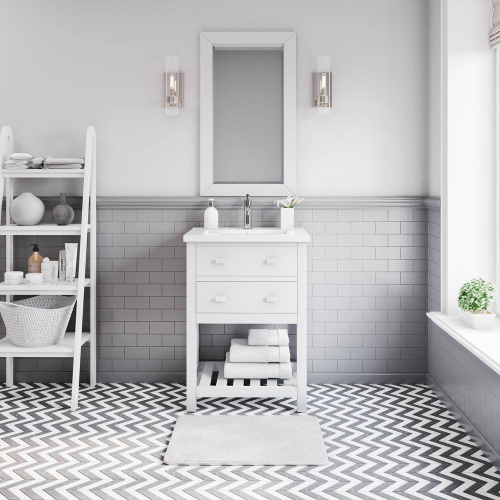 Viola 24 in. W x 18 in. D Bath Vanity in Pure White with Ceramics Vanity Top in White with White Basin and Faucet price history on PriceWatchPro