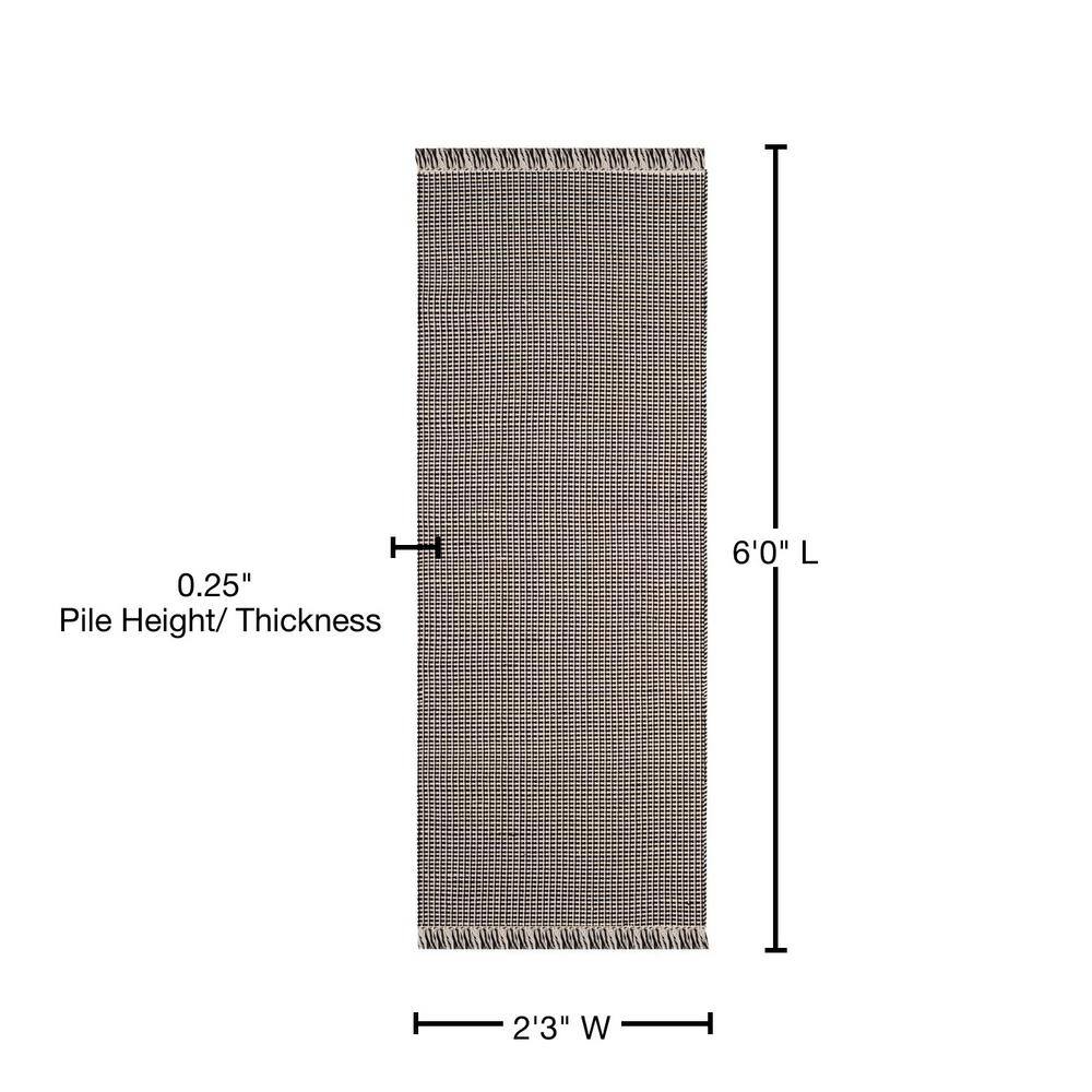 Montauk Black and Ivory Flat Woven Wool Cotton Runner Rug