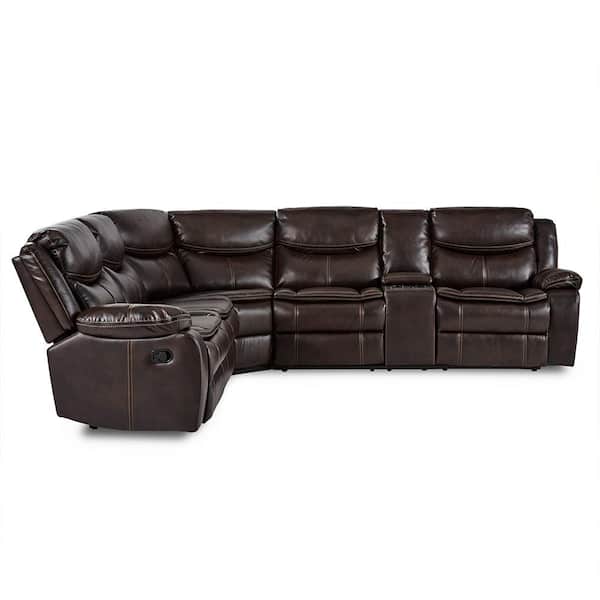 Lazzara Austin 118 in. Straight Arm 3-piece Faux Leather Reclining