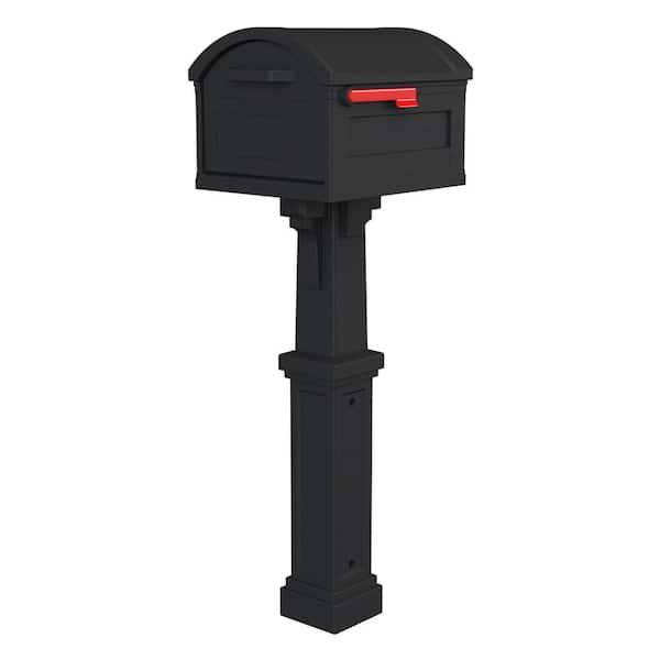 Architectural Mailboxes Grand Haven Black, Extra Large, Plastic, Mailbox and Post Combo