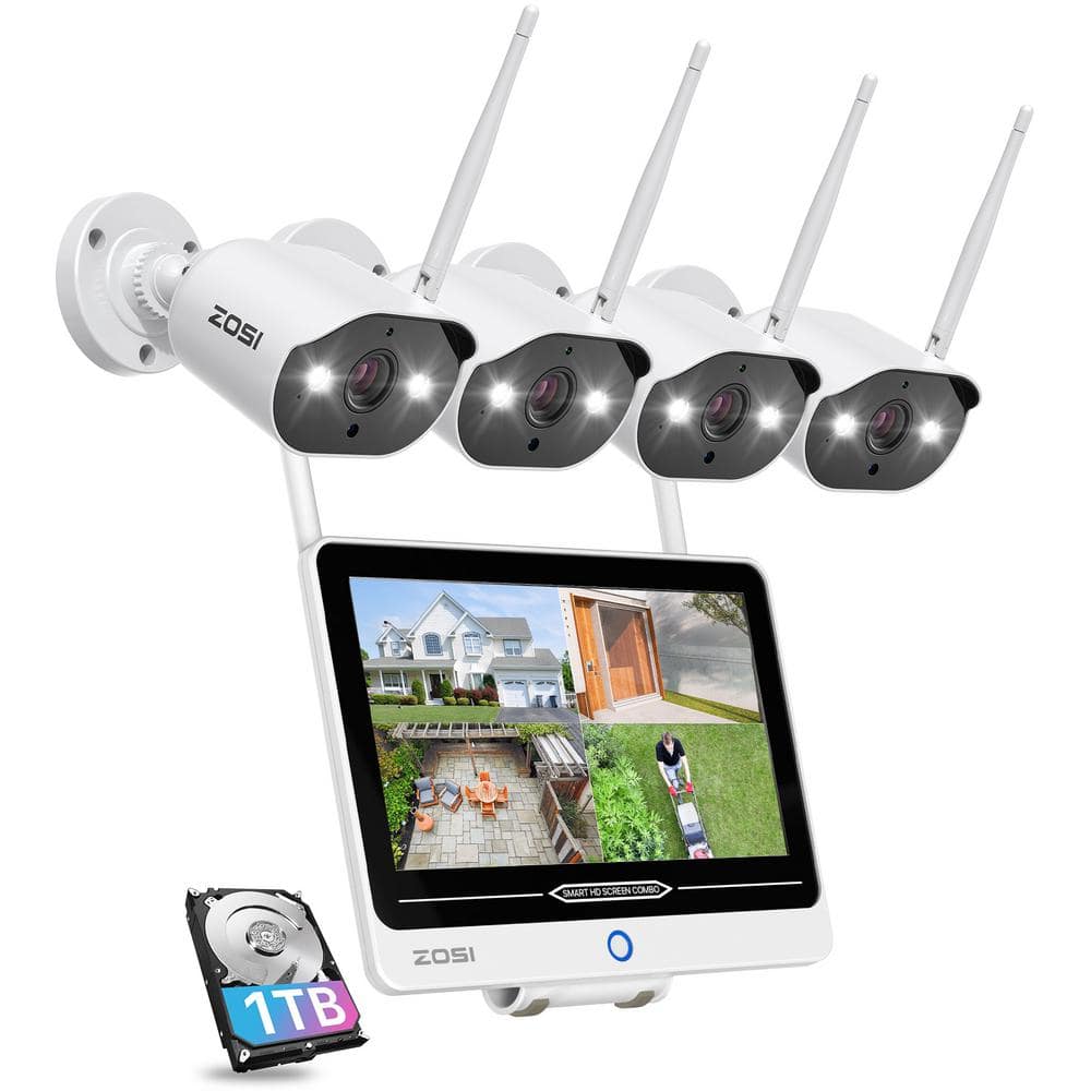 ZOSI 8-Channel 3MP 1TB NVR Security Camera System with WiFi Spotlight  Cameras and 12.5 inch LCD Monitor, 2-Way Audio 8AL-3023W4-10-US-A2 The  Home Depot