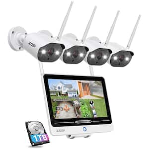 8-Channel 3MP 1TB NVR Security Camera System with 4 WiFi Spotlight Cameras and 12.5 inch LCD Monitor, 2-Way Audio
