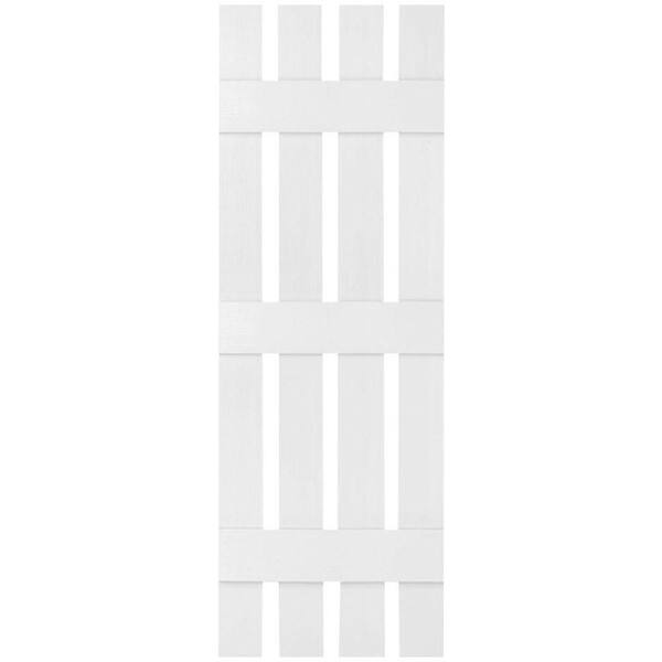 Ekena Millwork 16-1/4 in. x 58 in. Lifetime Vinyl Custom Four Board Spaced Board and Batten Shutters Pair Bright White