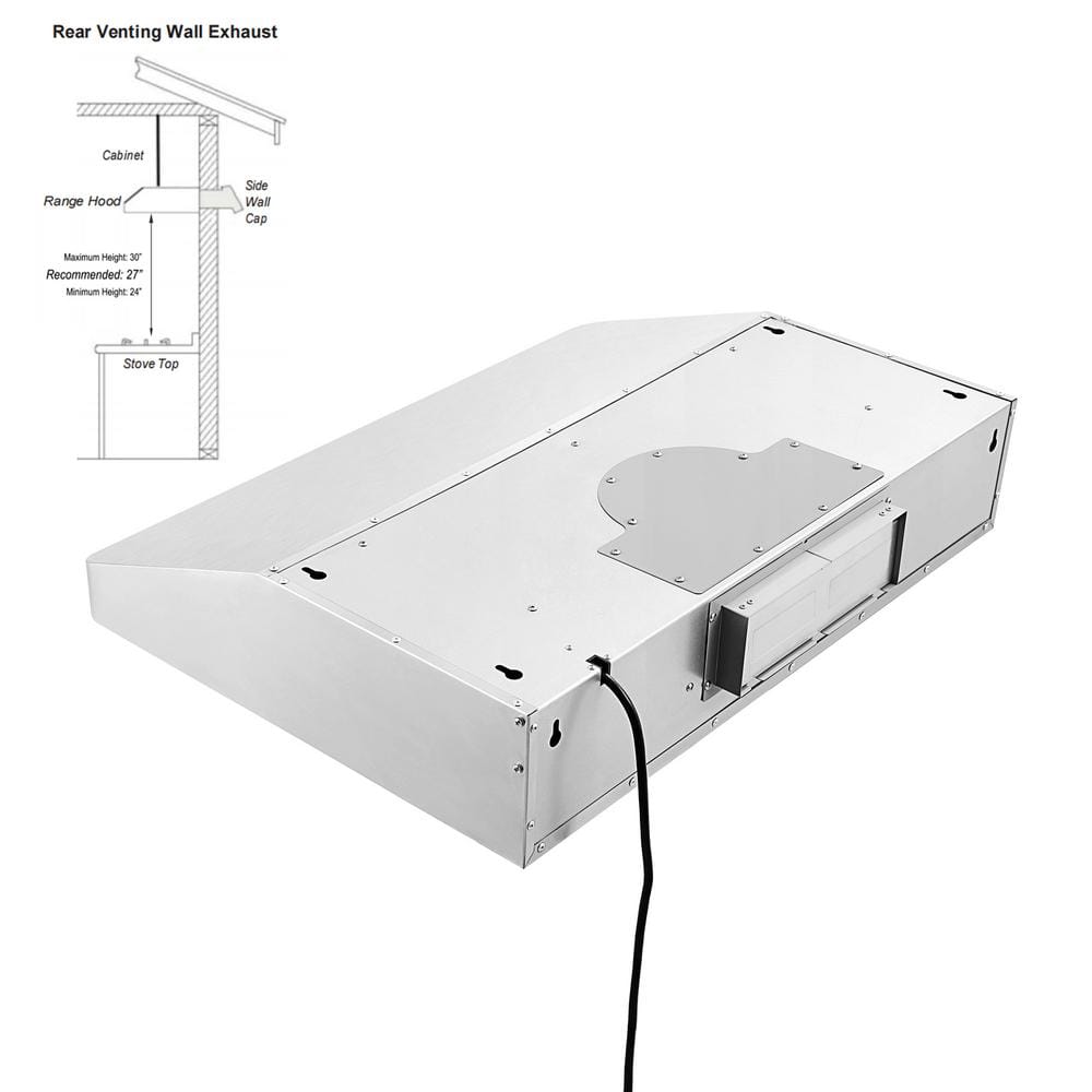 36-Inch Stainless Steel Under Cabinet Range Hood with LED Lights