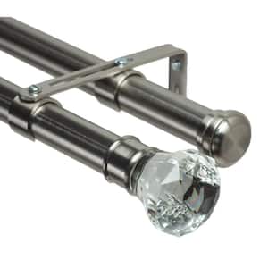 48 in. Non-Adjustable 1-1/8 in. Double Window Curtain Rod Set in Stainless with Digital Finial