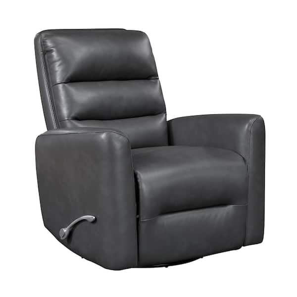 Wiley Gray Faux Leather Upholstery Manual Swivel Glider Recliner
