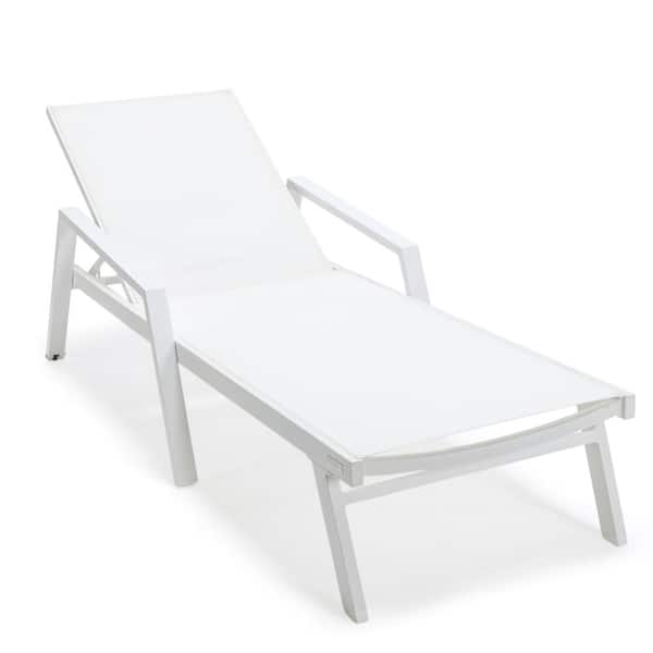 Leisuremod Marlin White Aluminum Outdoor Lounge Chair in White