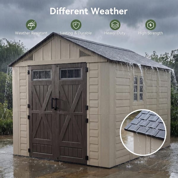ミススペースA(1/6)スタチュー Sizzim 8 ft. W x 10 ft. D Outdoor Gray Resin Storage Plastic Shed