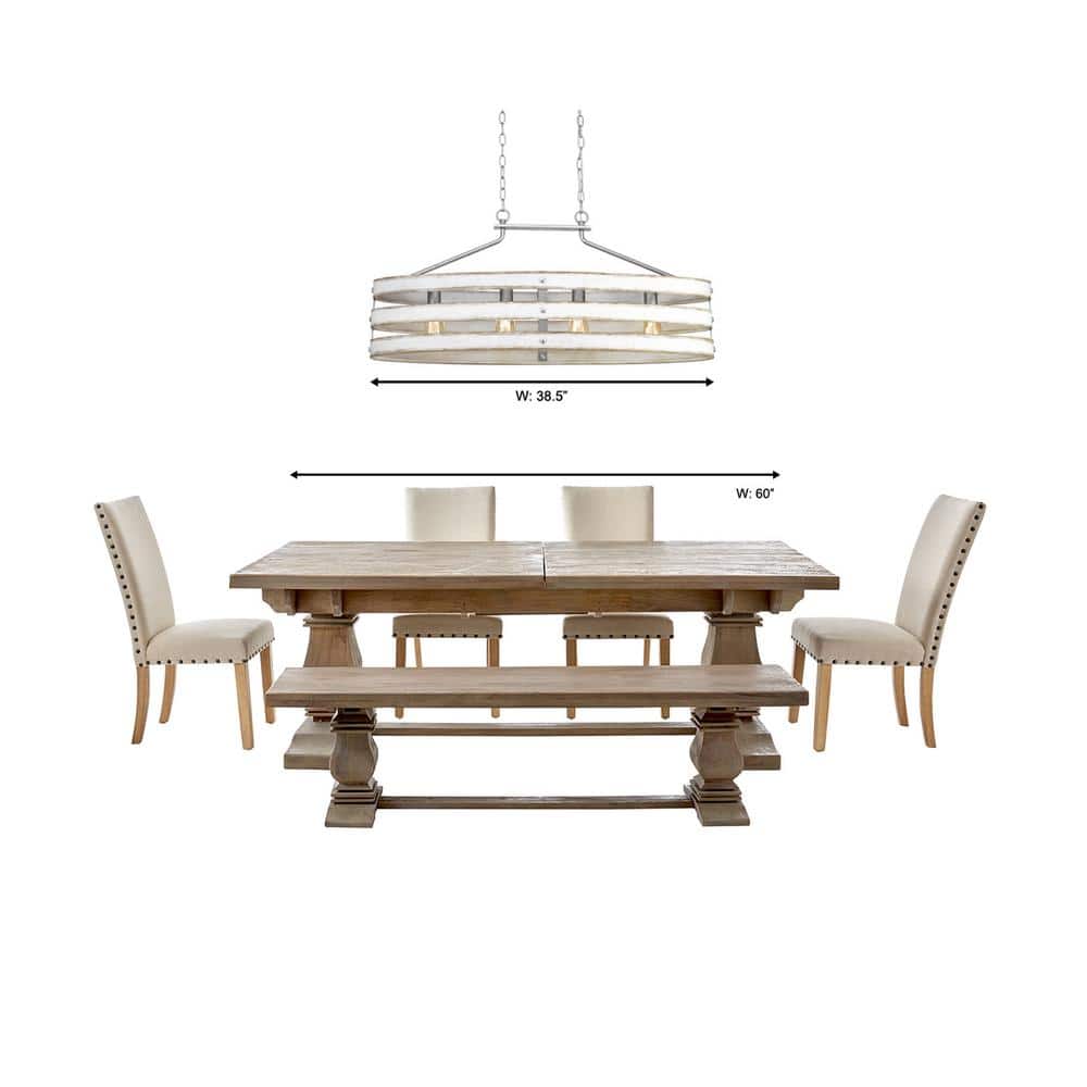 Gulliver Dual-Toned Galvanized and Antique White Linear Chandelier