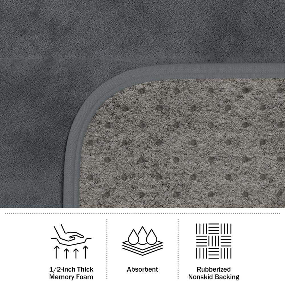 Gray Memory Foam 4-Piece Bathroom Rug Set