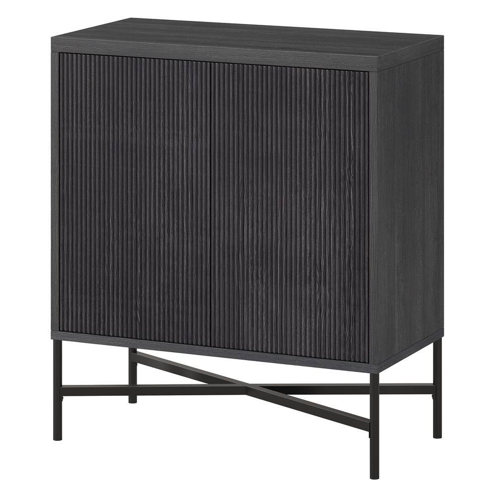 Brighton 28" Charcoal Gray Ribbed Accent Cabinet with Adjustable Shelving