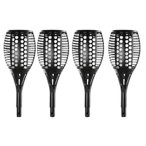 43 Black ABS Solar Torch Lights Flickering Flames Outdoor Waterproof Landscape Lighting 4-Pack