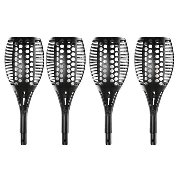 Misopily 43 Black ABS Solar Torch Lights Flickering Flames Outdoor Waterproof Landscape Lighting 4-Pack