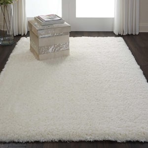 Ultra Plush Shag Ivory 5 ft. x 8 ft. Abstract Plush Contemporary Area Rug