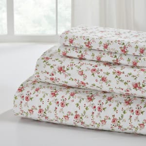 4-Piece Mariah Printed Cotton Flannel Adult Bed Sheet Set, California King