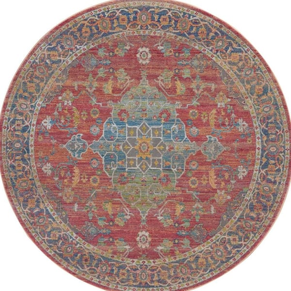 2 ft. x 4 ft. Blue Floral Washable Area Rug