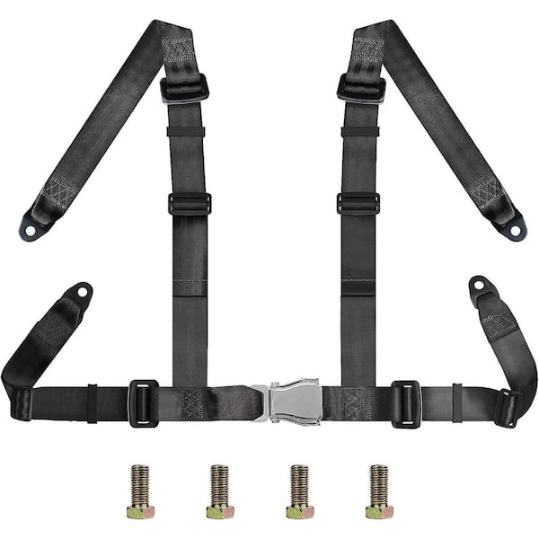 Unbranded Universal 4 Point Safety Harness Set 2 for Go Kart, UTV, ATV, Racing Black - Durable Nylon, Impact Resistant