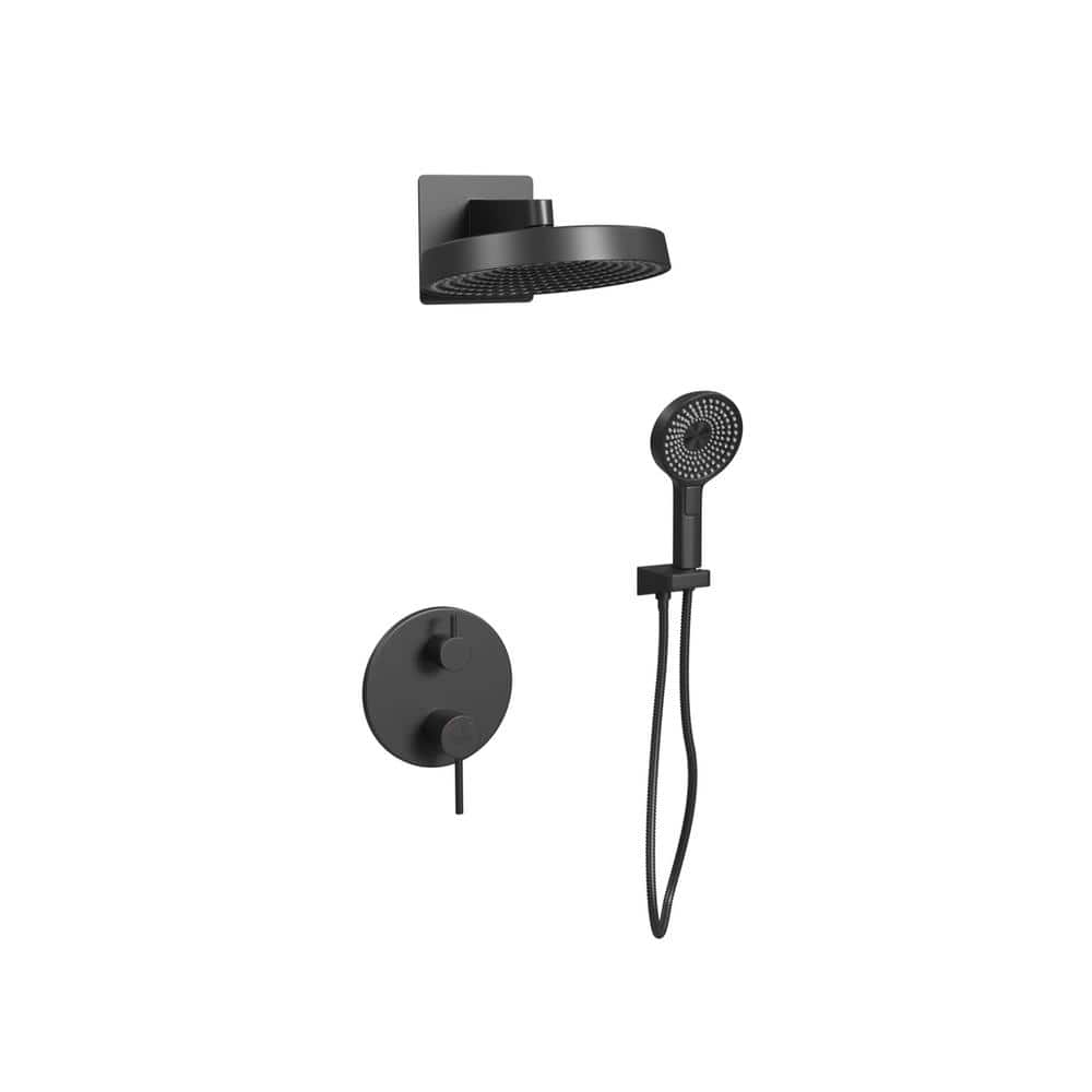 Olimpia 3-Spray 2.5 GPM Wall Mounted Dual Shower and Hand Shower Combo with Pressure Balance Valve in Matte Black price history on PriceWatchPro