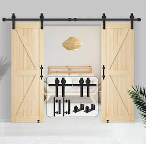 10 ft./120 in. I-shaped Double Barn Door Hardware Kit With Two Handles