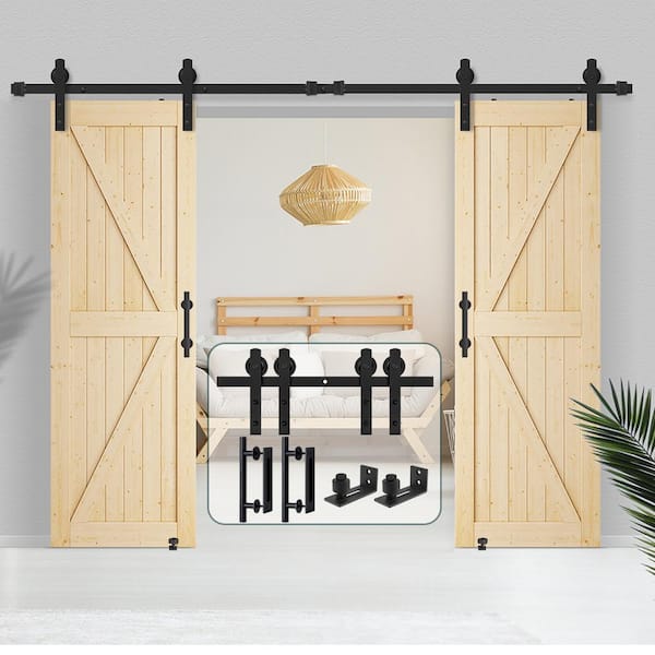 10 ft./120 in. I-shaped Double Barn Door Hardware Kit With Two Handles
