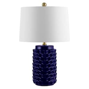 Weldon 22.5 in. Navy Table Lamp with White Shade