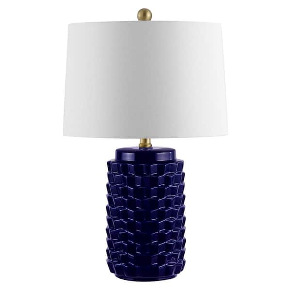 SAFAVIEH Weldon 22.5 in. Navy Table Lamp with White Shade