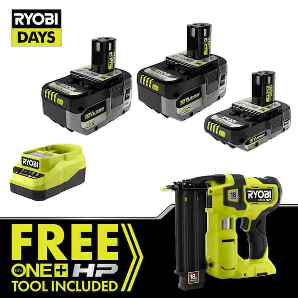 ONE+ 18V HIGH PERFORMANCE Kit w/ (2) 4.0 Ah Batteries, 2.0 Ah Battery, Charger, & FREE ONE+ HP Brushless Brad Nailer