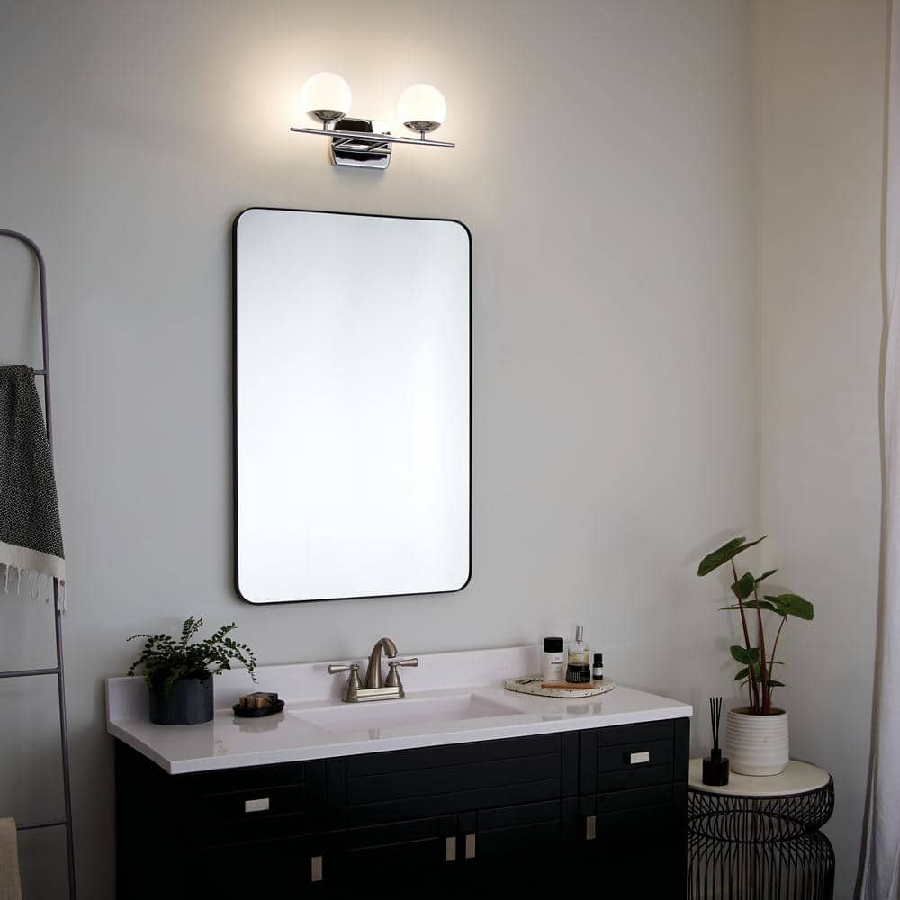Jasper 16.5'' Chrome and White Globe Vanity Light