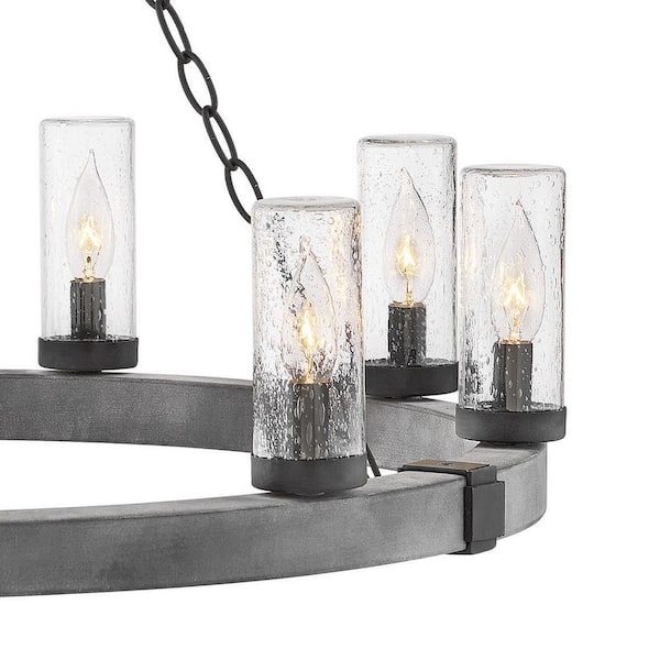 HINKLEY - Sawyer Large 9-Light Aged Zinc Outdoor Hanging Chandelier