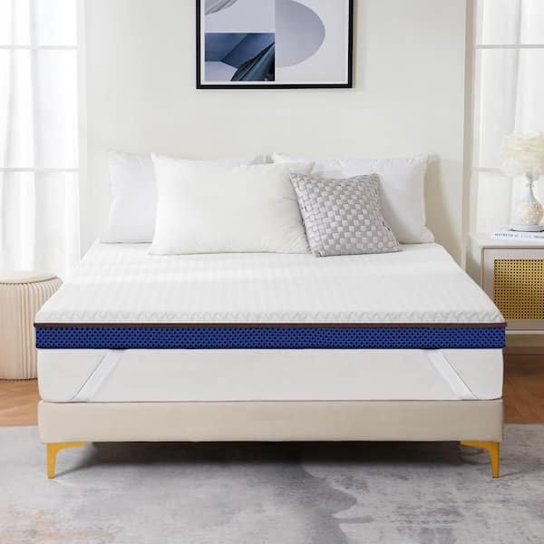 Bafode 3 in. Twin Size Gel Memory Foam Mattress Topper with Washable ...