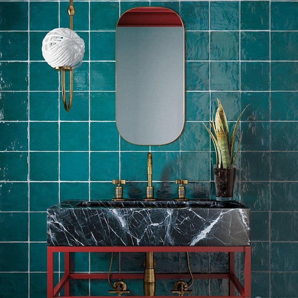 Chateau Ocean Green Glossy Ceramic Square Wall Tile