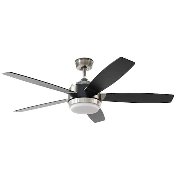 BLUE MOUNTAIN FANS Gaia 52 in. Indoor Matte Black and Brushed Nickel Ceiling Fan with Integrated LED Light Kit and Remote Control