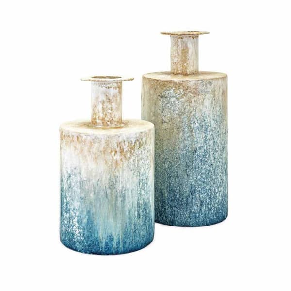 IMAX Thady Blue Metal Vases (Set of 2)