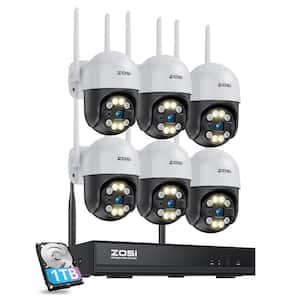 8 Channel 3MP 1TB NVR Security Camera System with 6 Wireless Outdoor Cameras, PanandTilt, Color Night Vision 2-Way Audio