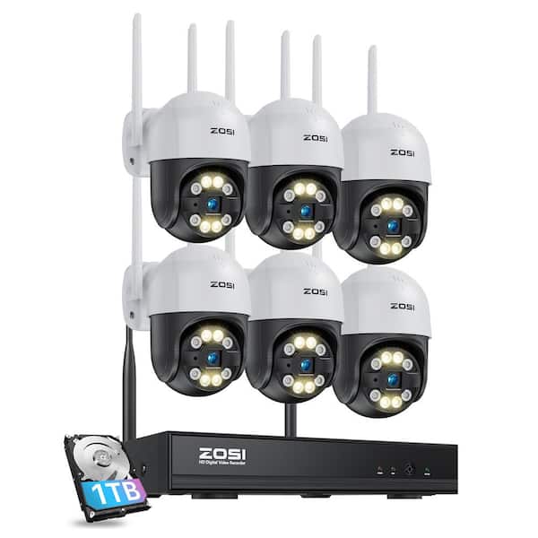 ZOSI 8 Channel 3MP 1TB NVR Security Camera System with 6 Wireless Outdoor Cameras, PanandTilt, Color Night Vision 2-Way Audio